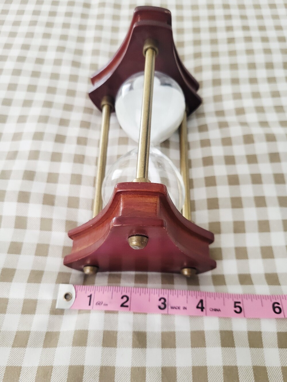 Wood and Brass Hourglass Sand Timer - White Sand - Picture 8 of 9